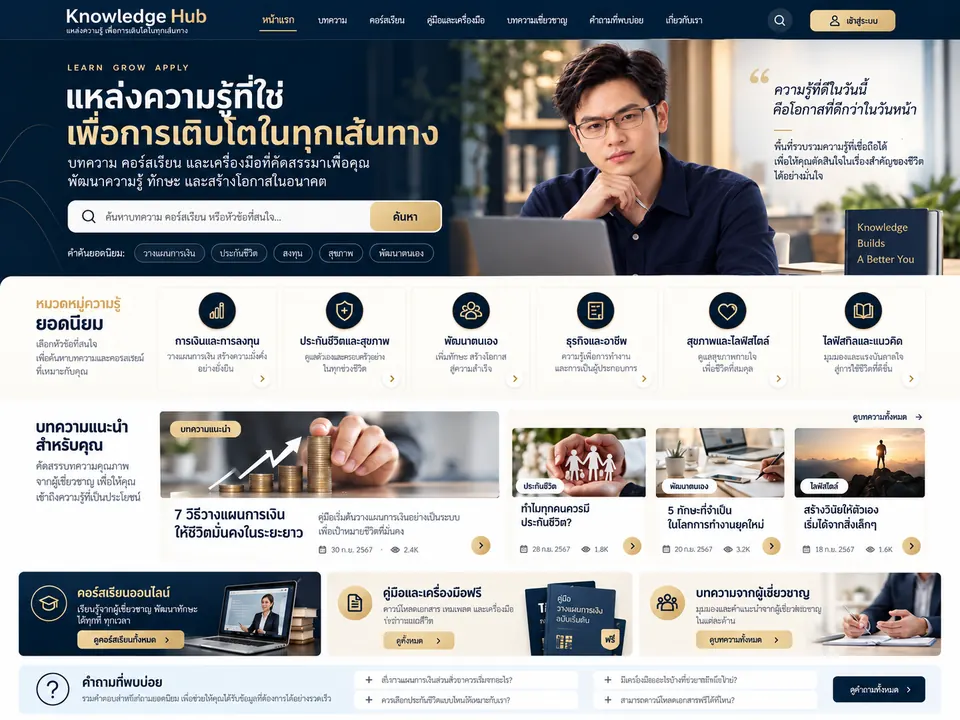 ตัวอย่างเว็บไซต์ Knowledge Hub สำหรับตัวแทนประกัน